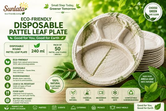 Eco-Friendly Green Leaf Disposable Plate 50 pcs