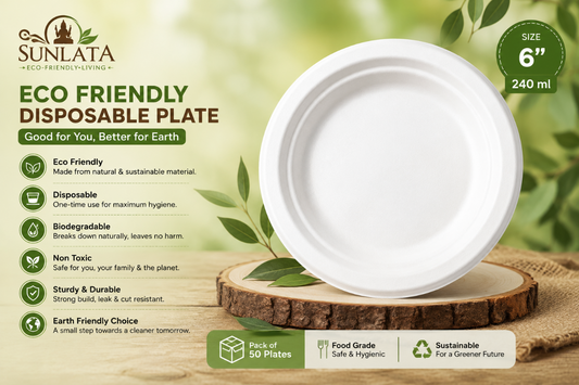 Eco-Friendly Disposable Round Plate 6 inch 50 pcs