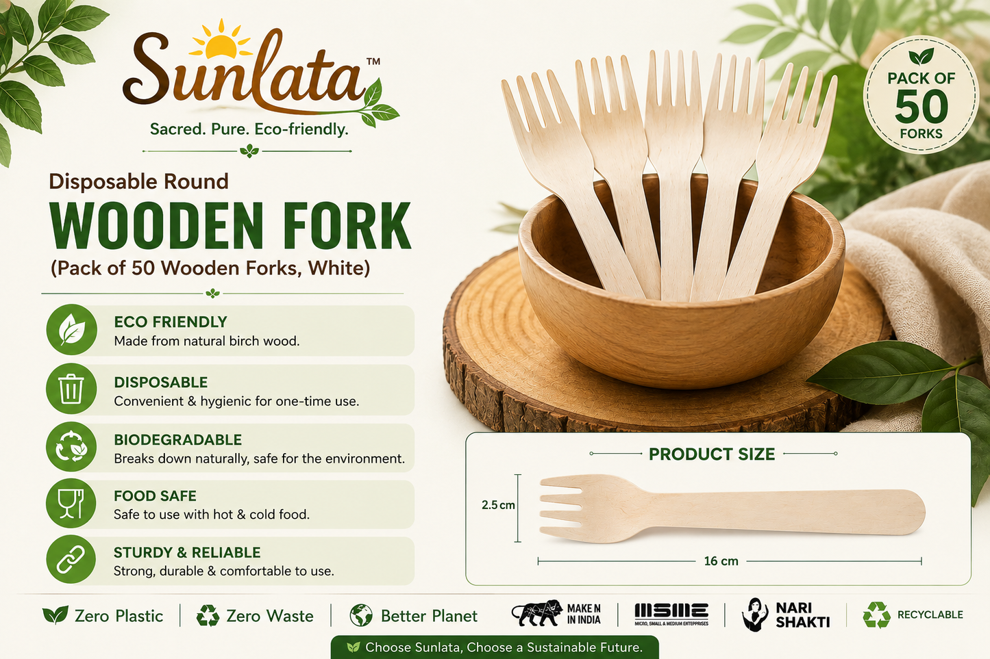 Eco-Friendly Disposable Fork 100 pcs