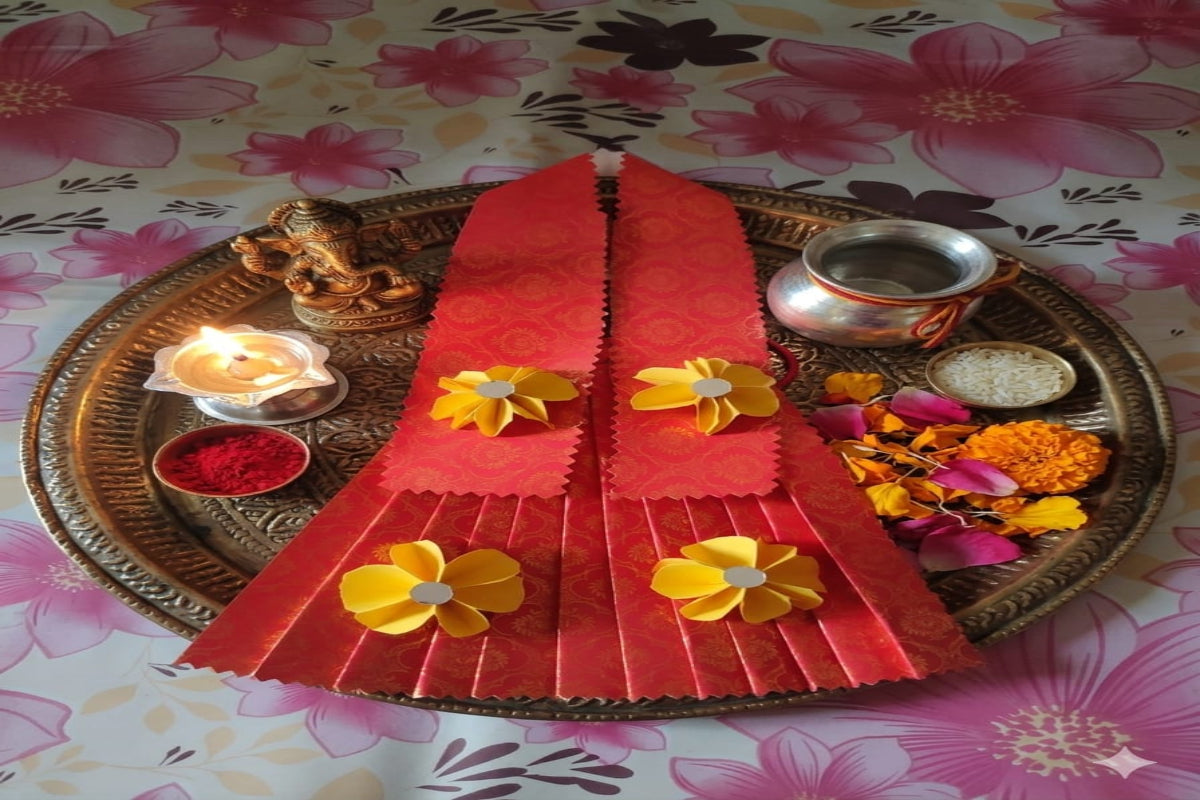 Red Lehnga Eco Freindly water soluble